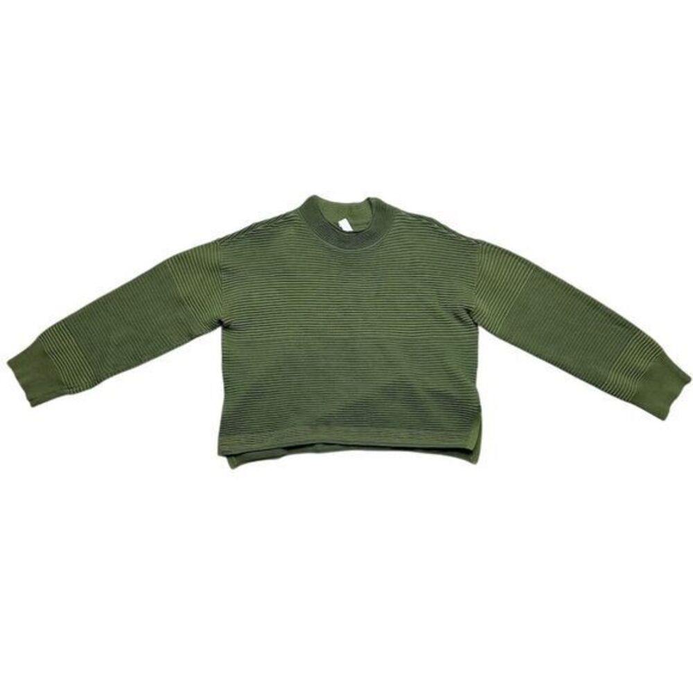 Daily Practice by Anthropologie Olive Green Ribbed Mock Neck Boxy Sweater Small